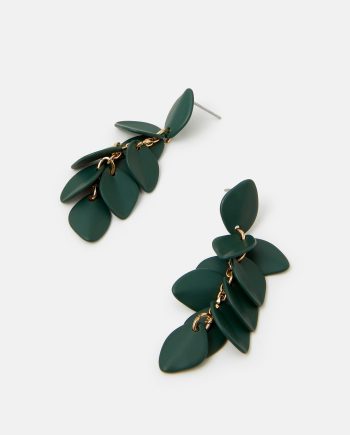ENAMEL WILLOW LEAF DROP EARRINGS