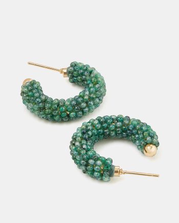 BEADED CHUNKY HOOP EARRINGS
