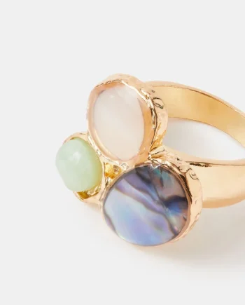 Mother of Pearl Resin Stone Ring Multi
