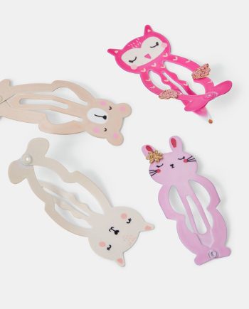 4-PACK GIRLS ANIMAL SHAPE HAIR CLIPS