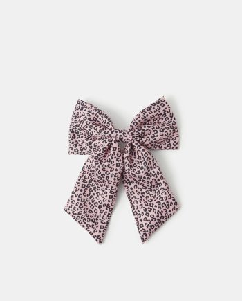 GIRLS LEOPARD PRINT BOW BARRETTE HAIR CLIP
