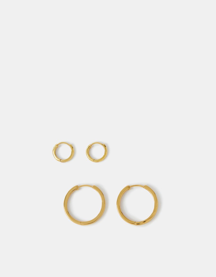 2-PACK 14CT GOLD-PLATED HOOP EARRINGS