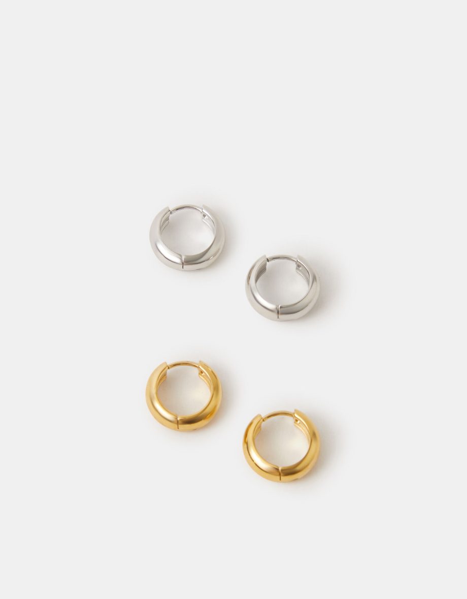 2-PACK STAINLESS STEEL HOOP EARRINGS