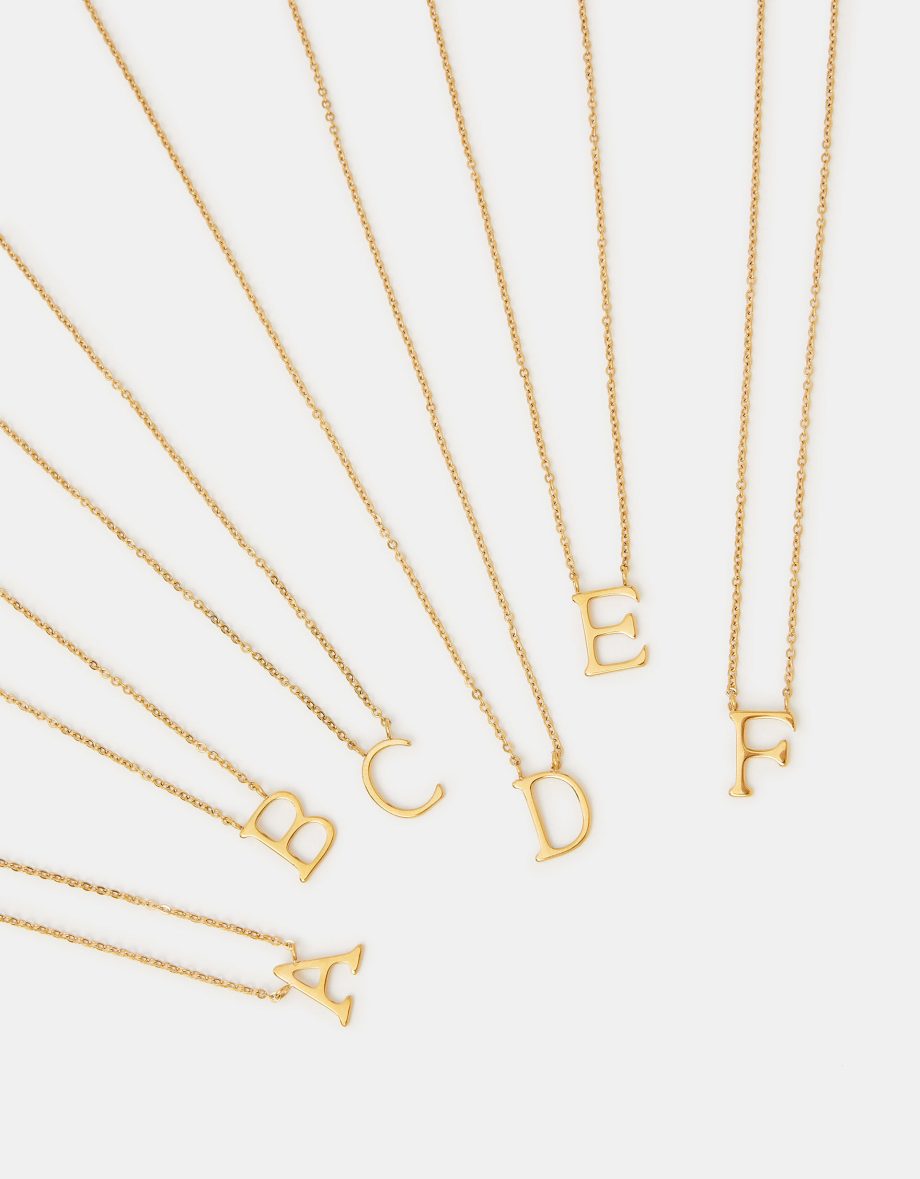 STAINLESS STEEL INITIAL PENDANT NECKLACE GOLD
