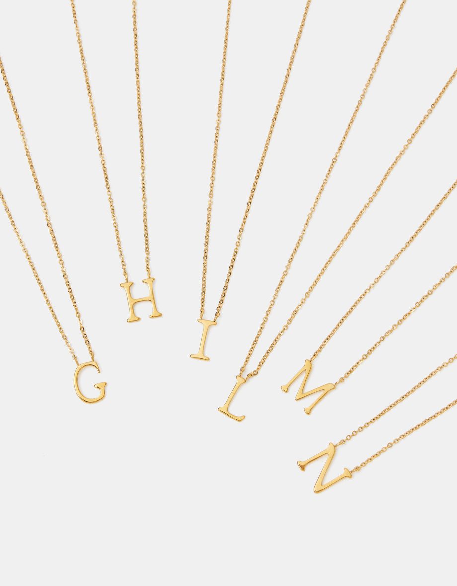STAINLESS STEEL INITIAL PENDANT NECKLACE GOLD