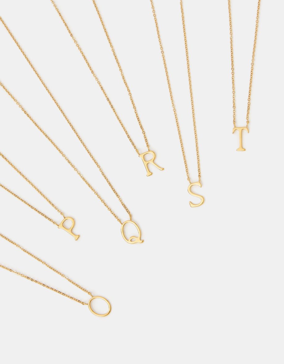 STAINLESS STEEL INITIAL PENDANT NECKLACE GOLD