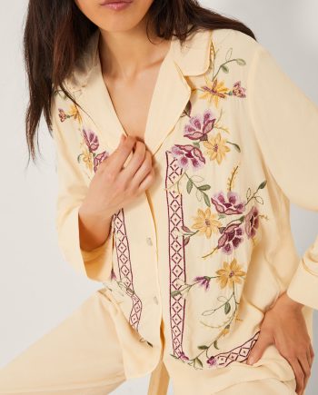 Elodie floral embroidered shirt ivory