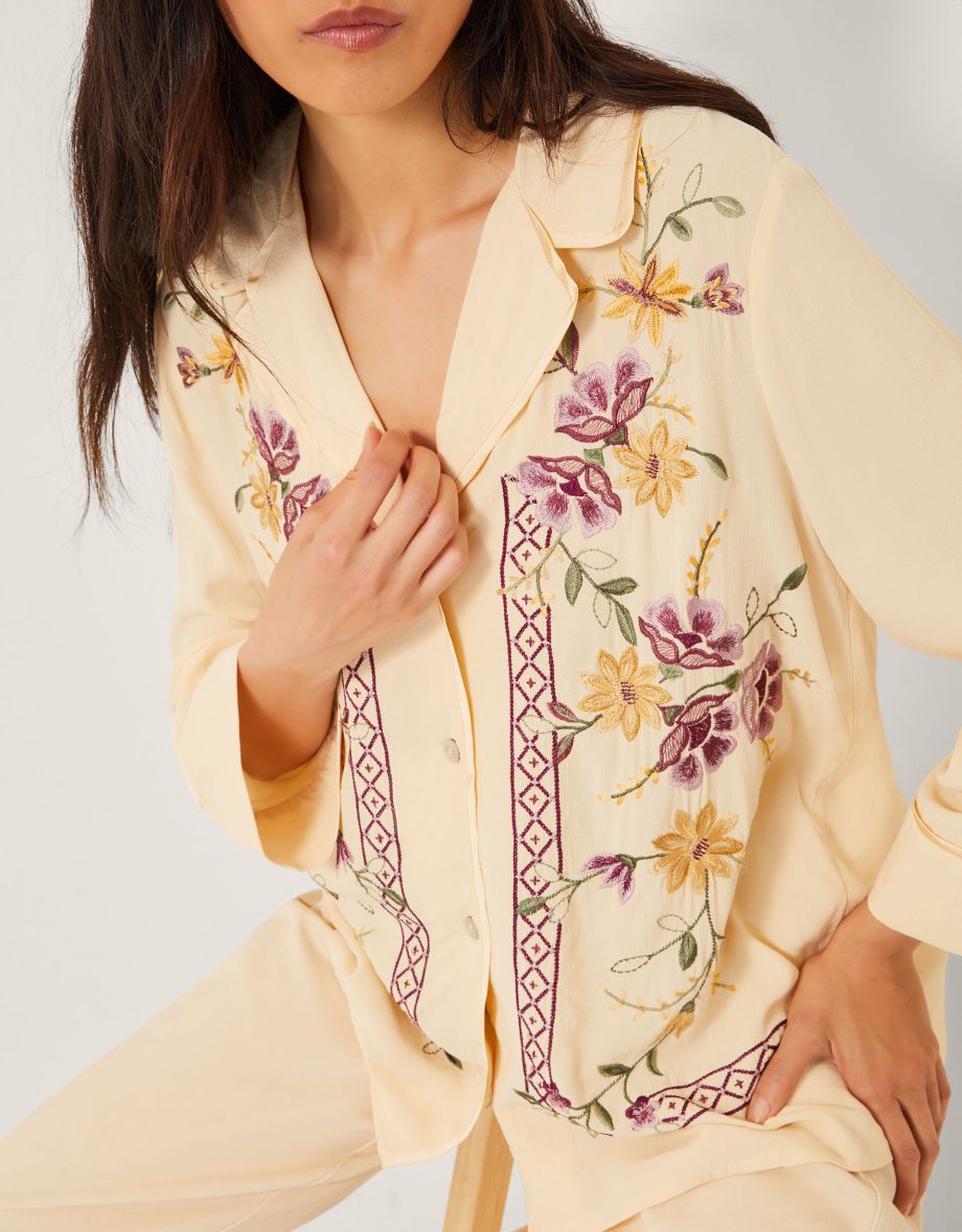 Elodie floral embroidered shirt ivory