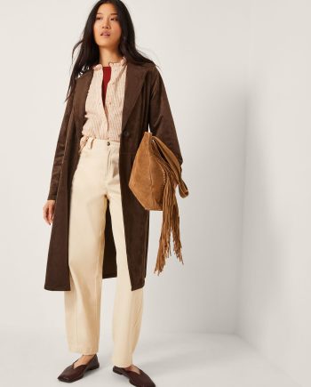 Tove Suedette Trench Coat Brown