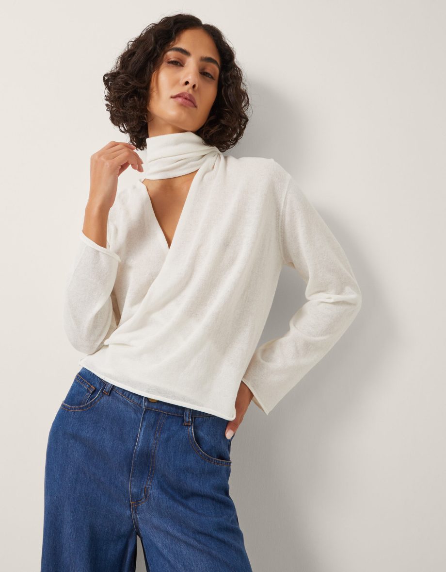 Suri sheer wrap blouse ivory