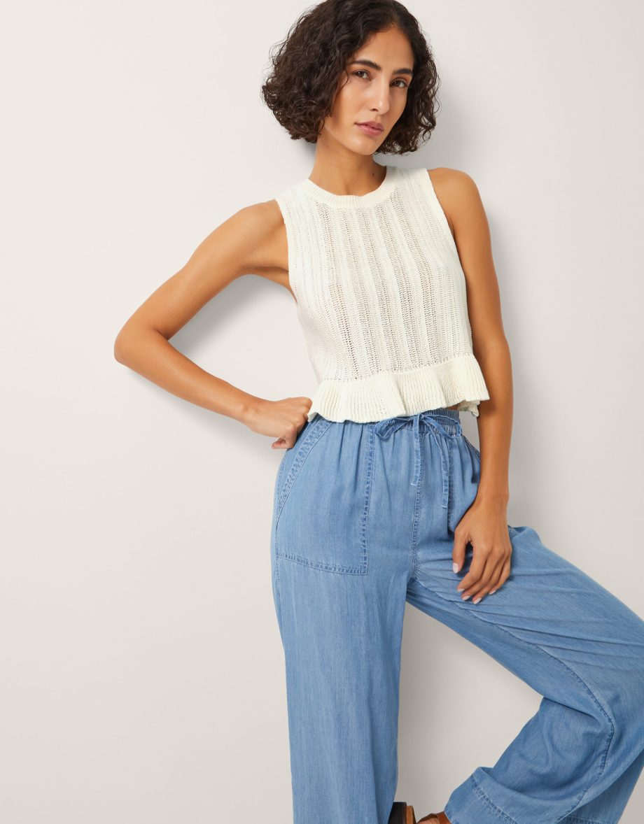 Ruby ruffle knit tank top ivory