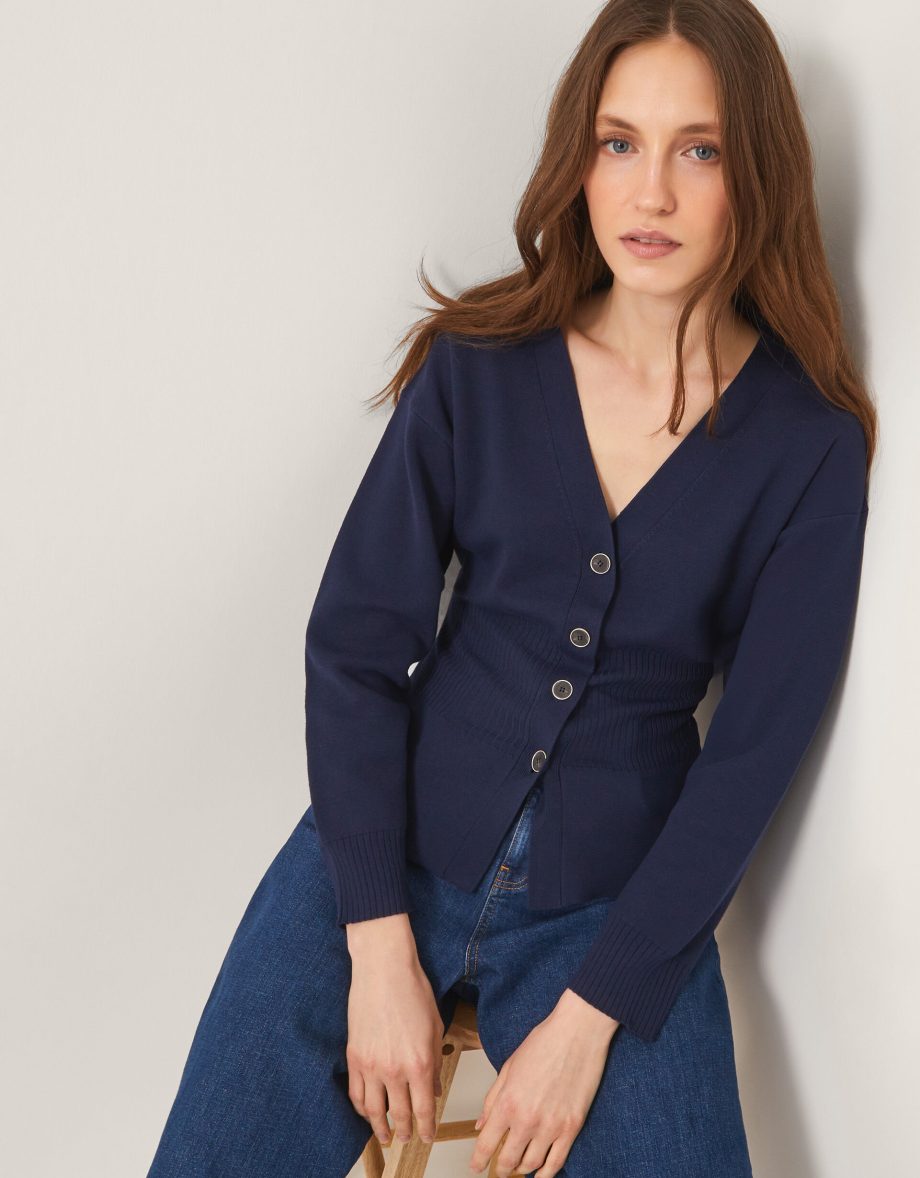 Suzy fitted v-neck cardigan blue