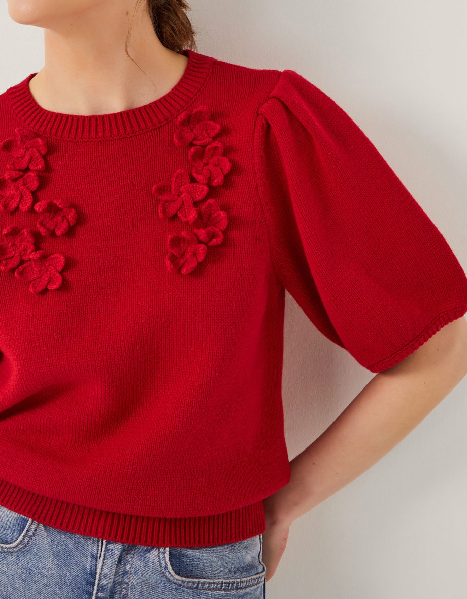 Fee floral puff sleeve jumper red