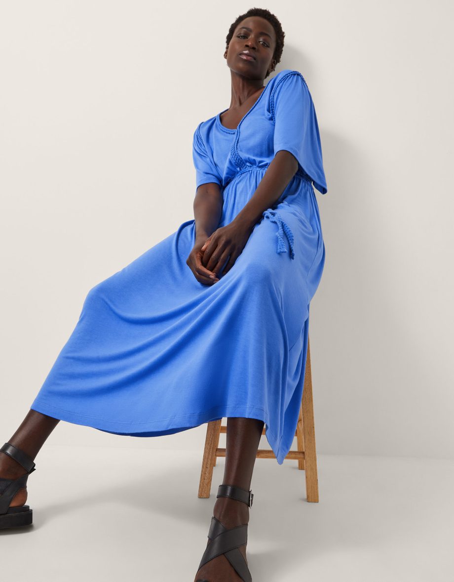 Paula braided jersey midi dress blue