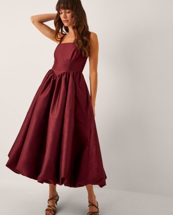 Mya fit and flare midi dress red