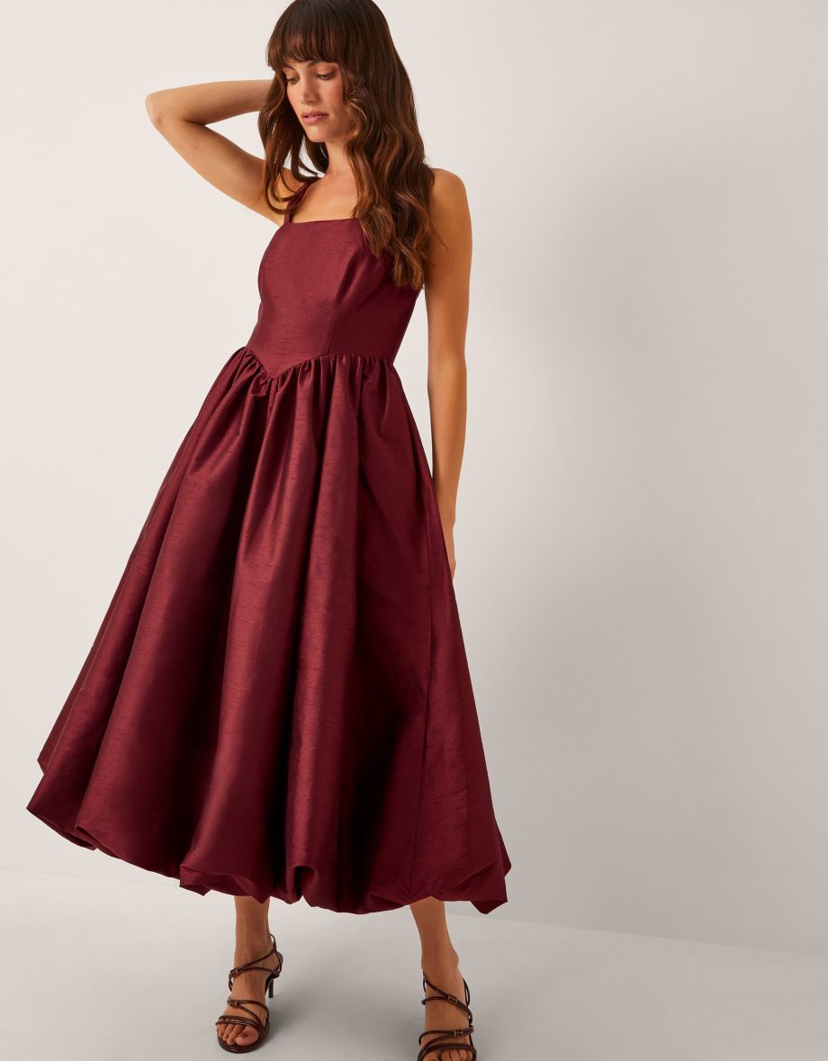 Mya fit and flare midi dress red