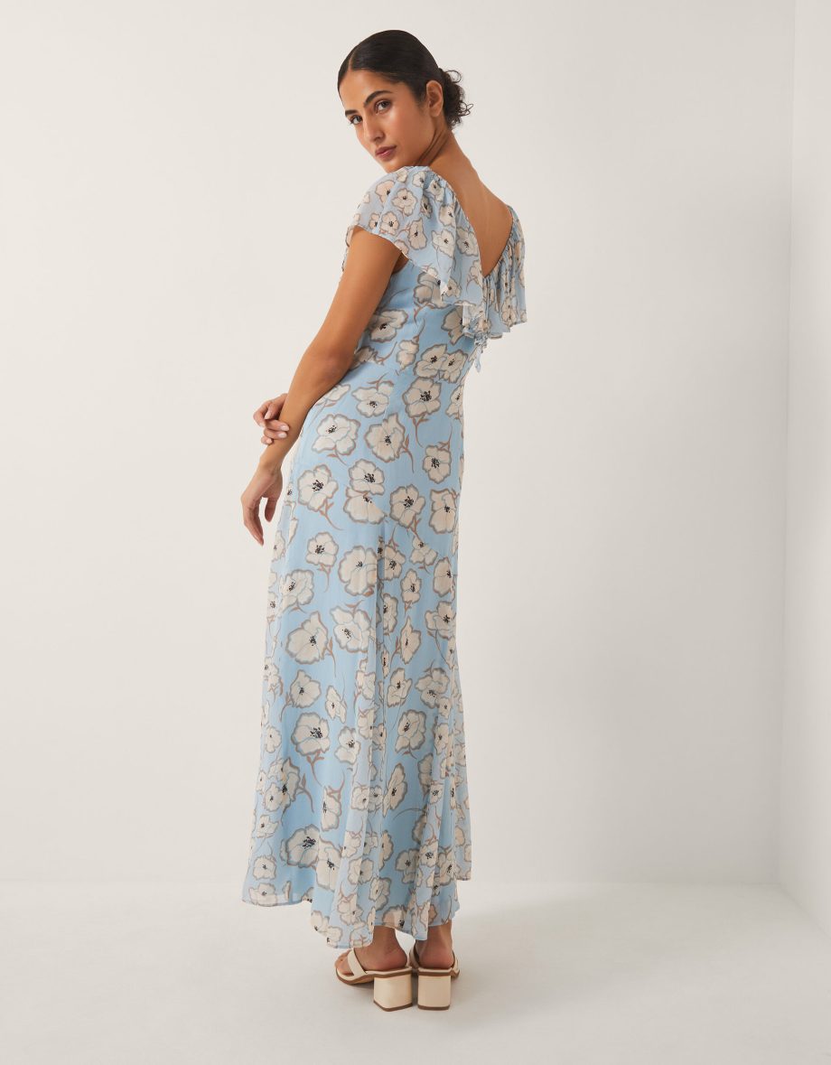 Chloe floral ruffle maxi dress blue