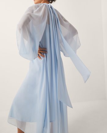 Amelie cape sleeve chiffon maxi dress blue