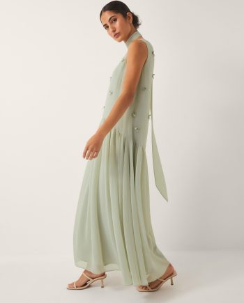 Elodie sleeveless embellished maxi dress green