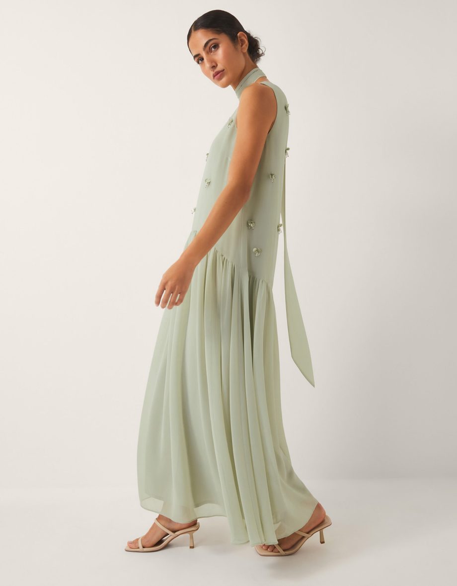 Elodie sleeveless embellished maxi dress green
