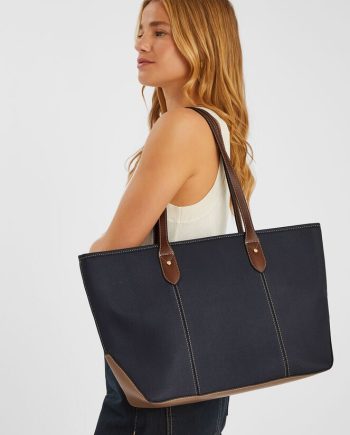 Two Tone Zip Tote Bag