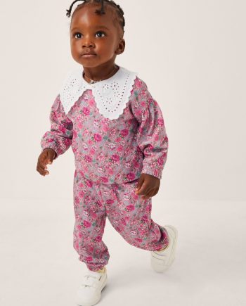 Baby floral collared sweatshirt & joggers set multi