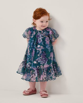 Baby wildflower swing dress teal