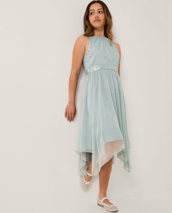 Idaho halter chiffon prom dress teal