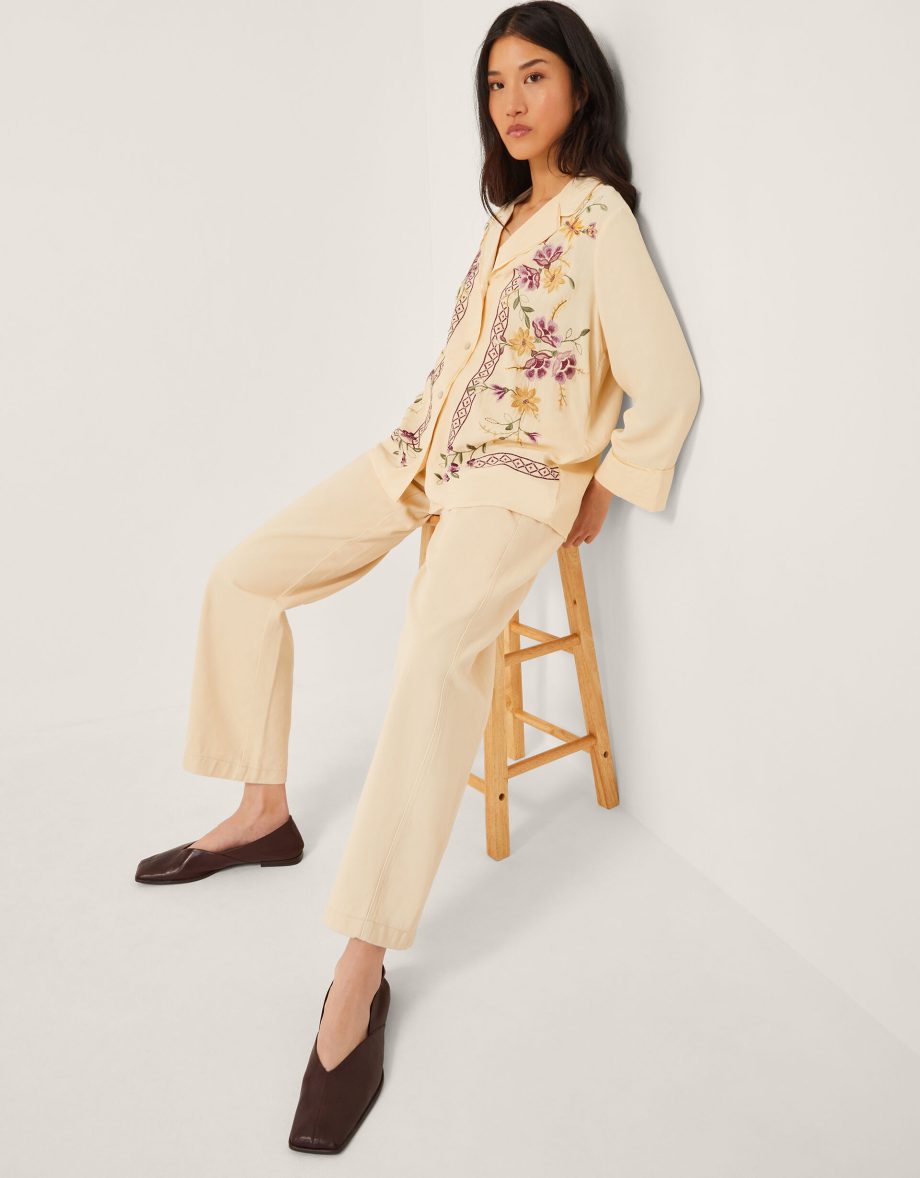 Elodie floral embroidered shirt ivory
