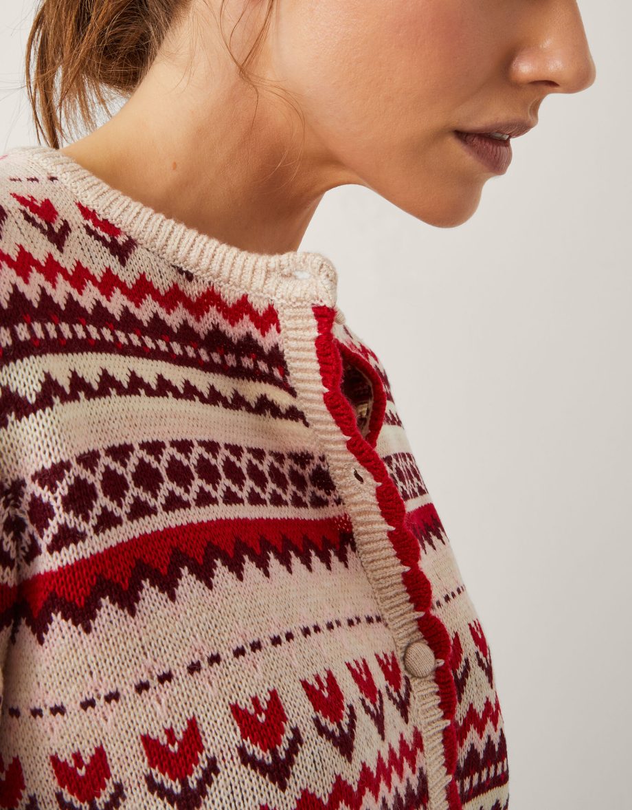 Juno floral fair isle cardigan ivory