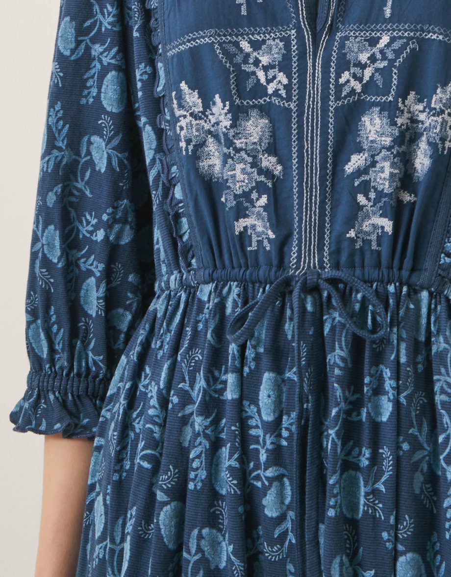 Sofia floral print jersey midi dress blue