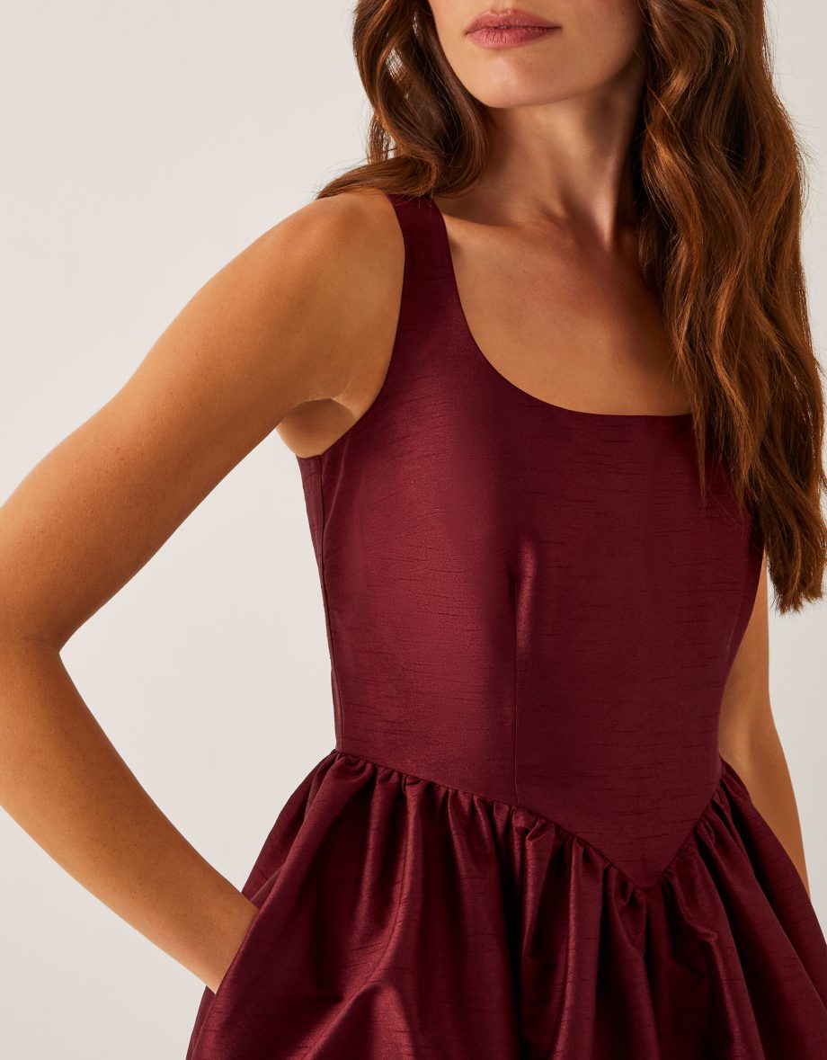 Mya fit and flare midi dress red