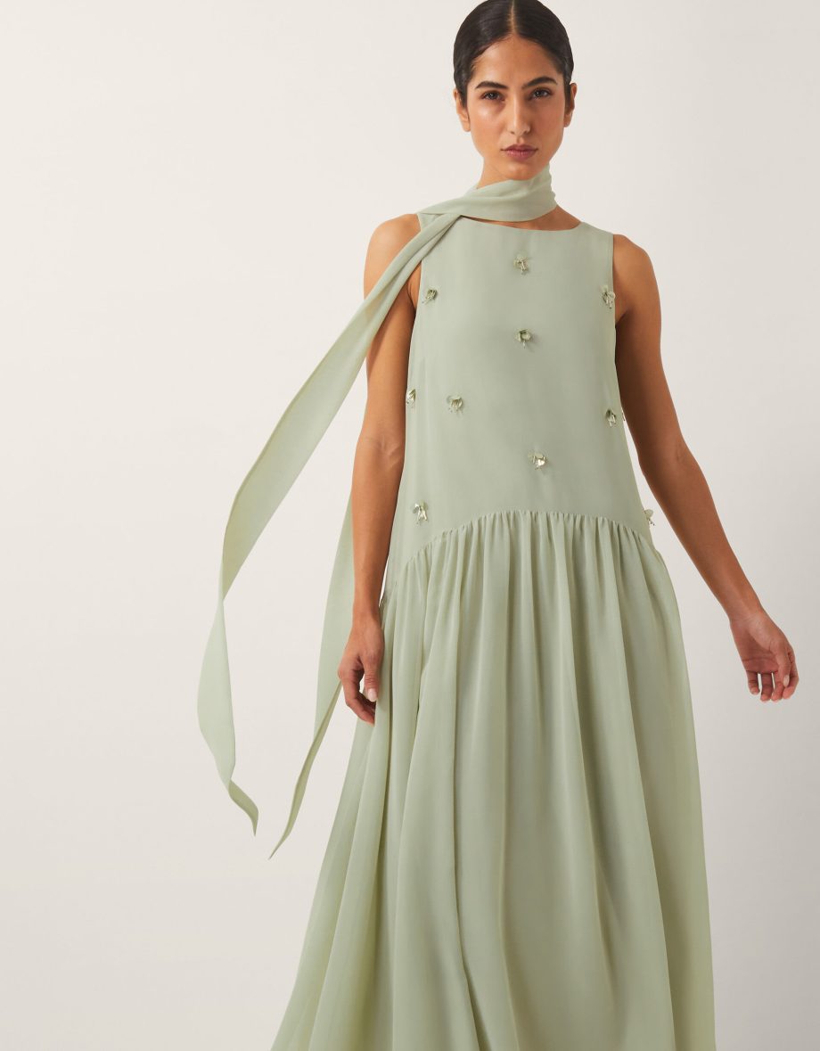Elodie sleeveless embellished maxi dress green