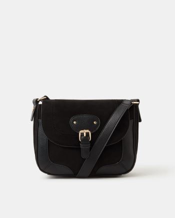 SADDLE BUCKLE CROSSBODY BAG BLACK