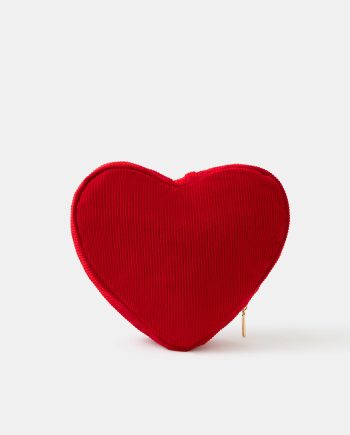 Corduroy Heart Make Up Bag Red