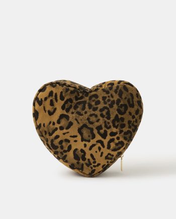 Corduroy Heart Make Up Bag Leopard