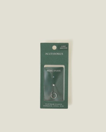 3-PACK PLATINUM-PLATED SURGICAL STEEL NOSE STUDS