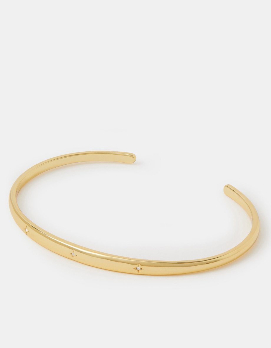 14CT GOLD-PLATED DIAMANTÉ STAR BANGLE