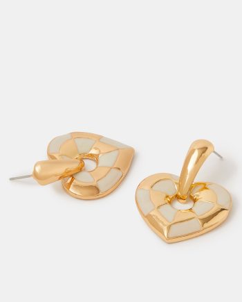 Checkered Heart Drop Earrings