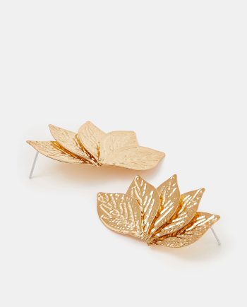 TEXTURED LEAF DROP EARRINGS
