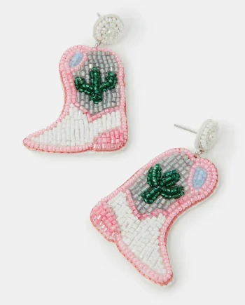 Cowboy Boot Beaded Drop Earrings