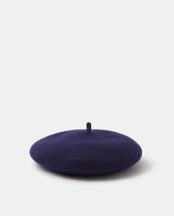 Plain Wool Beret Blue