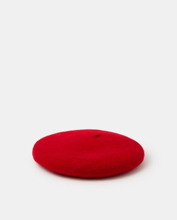 Plain Wool Beret Red