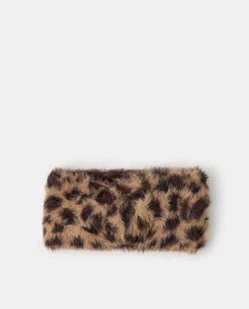 FAUX FUR LEOPARD PRINT BANDO