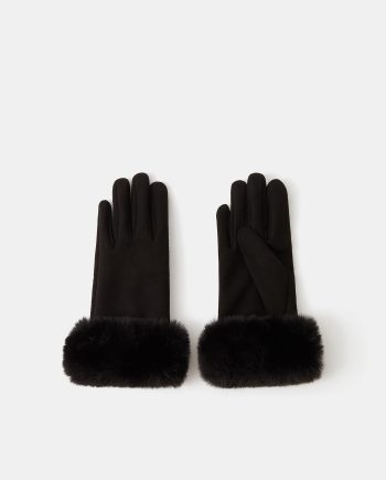 Suedette Cuff Gloves Black