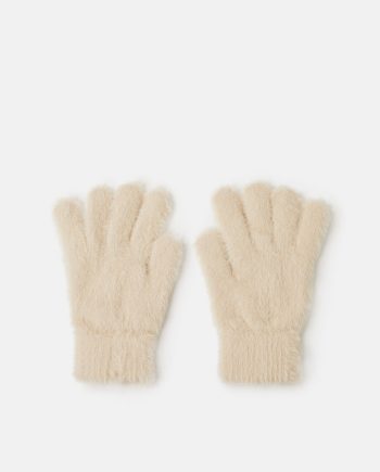 Fuzzy Knit Gloves Natural