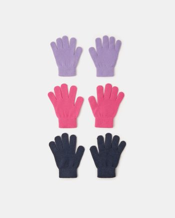 3-PACK GIRLS PLAIN GLOVES MULTI
