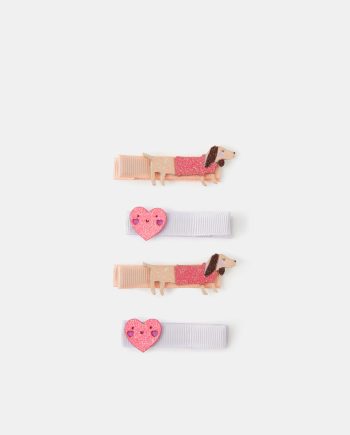 4-PACK GIRLS SAUSAGE DOG HAIR CLIPS