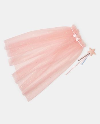 GIRLS TULLE FAIRY CAPE & WAND SET