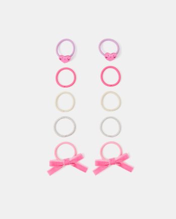 10-PACK GIRLS BOW & HEART HAIR BANDS